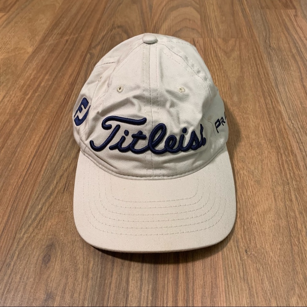 Titleist Golf Beige Adjustable Strap Back Hat Men's One Size Cotton Cap